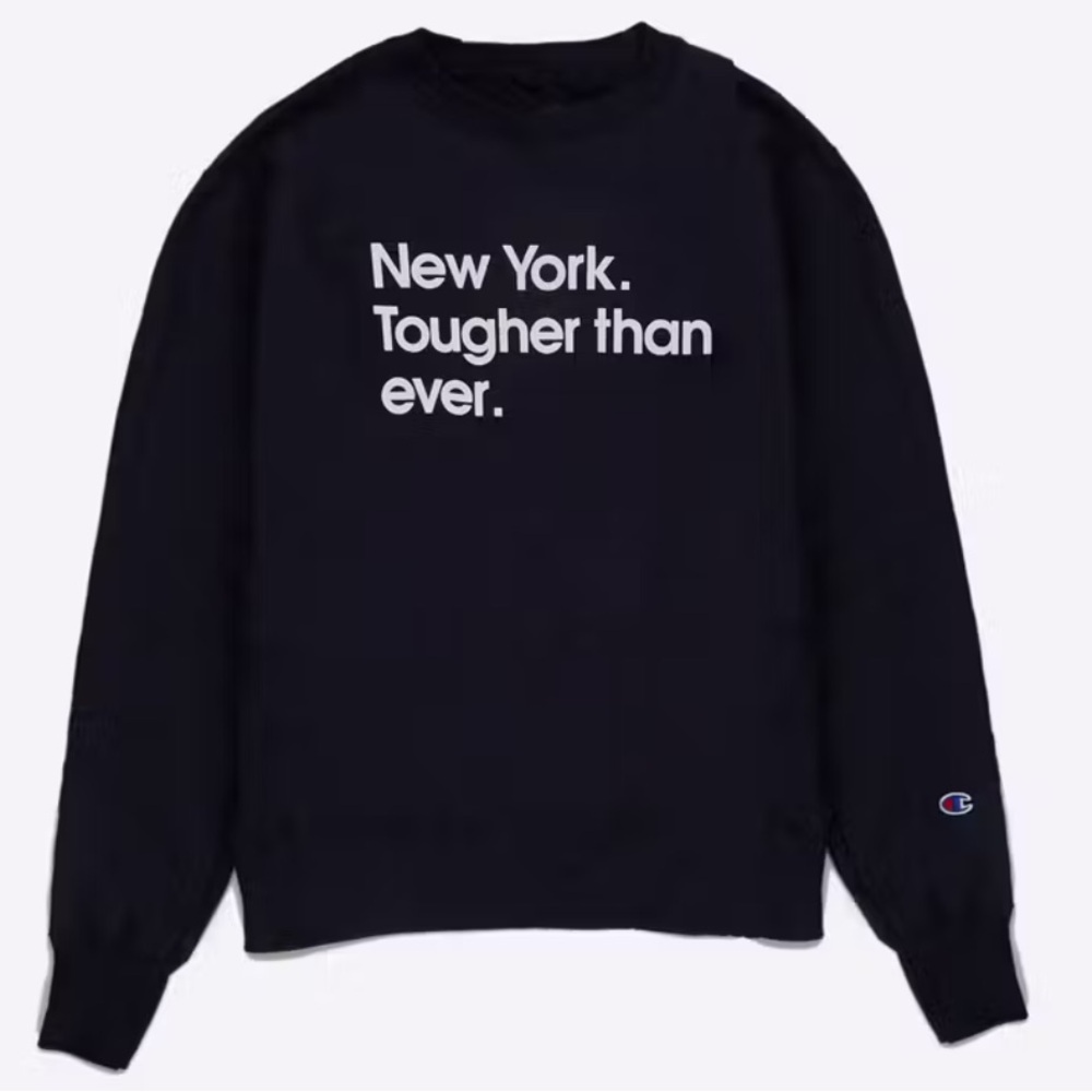 New York Tougher Than Ever Collab Navy Crew Sweatshirt Medium
